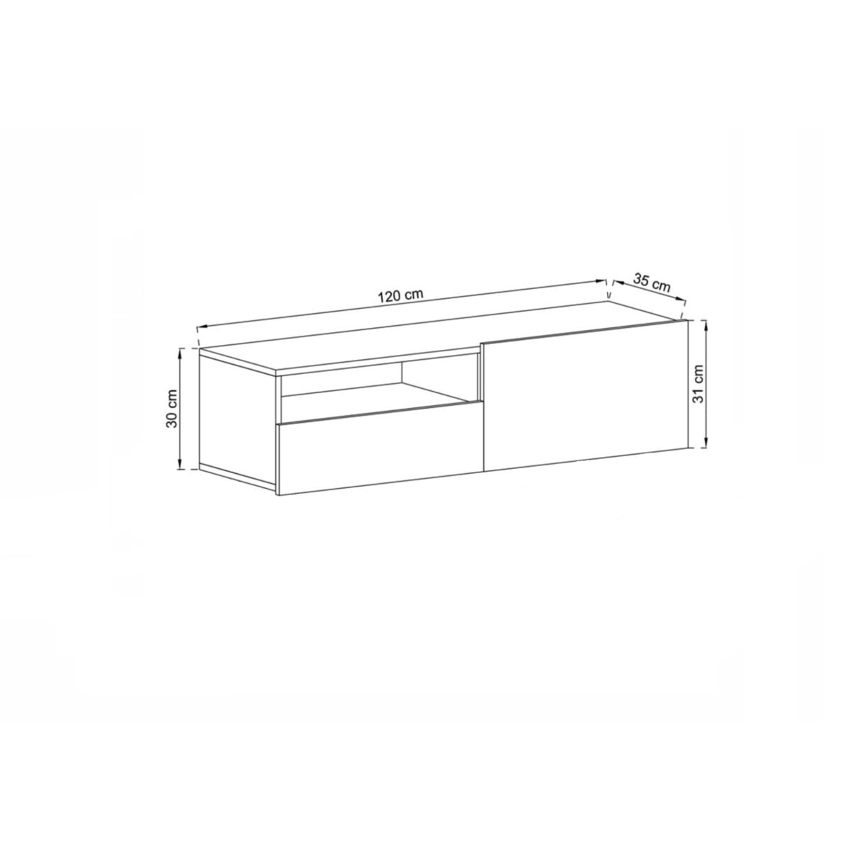 Wisząca Szafka RTV Komoda Loft Biały MAT szuflada 120 cm