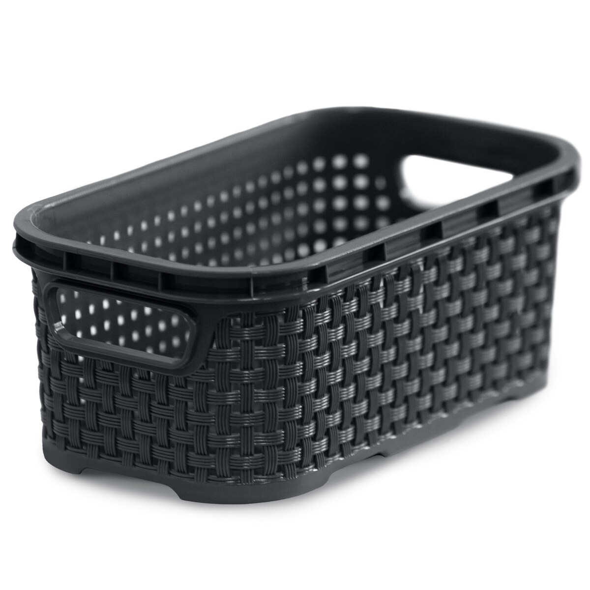 Koszyk Ratanowy Plastikowy 1 L Na Kosmetyki Do Łazienki Pudełko Pojemnik Rattanowy Antracyt