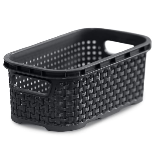 Koszyk Ratanowy Plastikowy 1 L Na Kosmetyki Do Łazienki Pudełko Pojemnik Rattanowy Antracyt