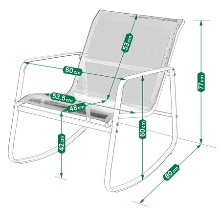 Zestaw Mebli Ogrodowych 2 Fotele Krzesła Bujane Textilene Stolik Szklany