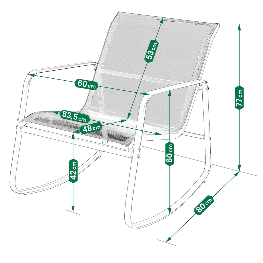 Zestaw Mebli Ogrodowych 2 Fotele Krzesła Bujane Textilene Stolik Szklany