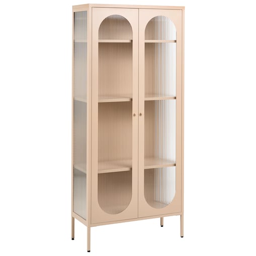 Witryna ze szklaną gablotą FOXTON 80 cm Metal Beżowy