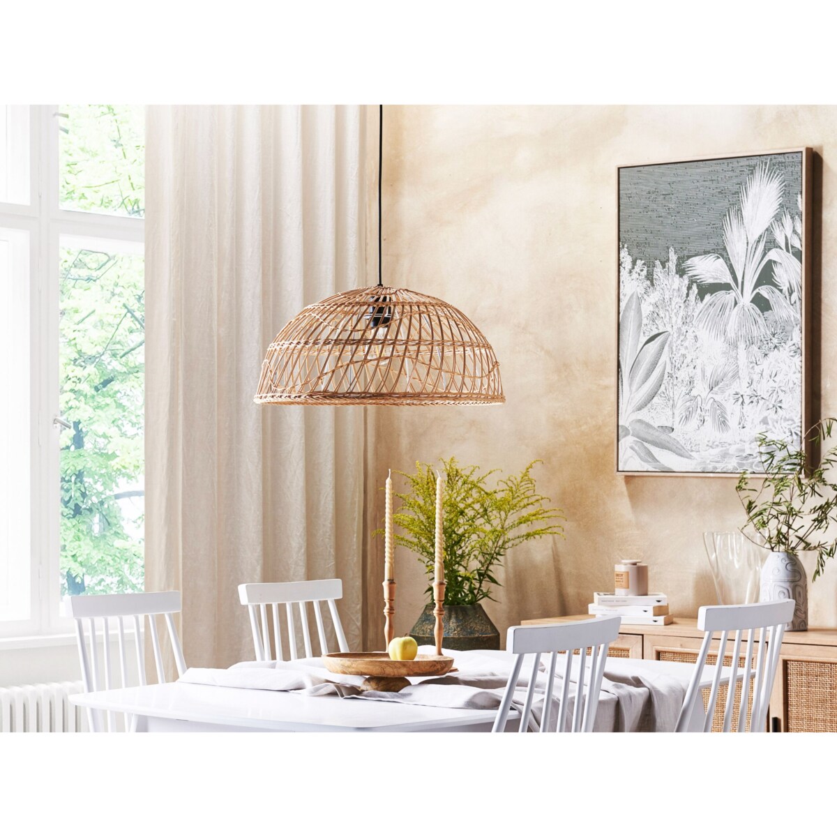 Lampa wisząca rattanowa naturalna RAVINE