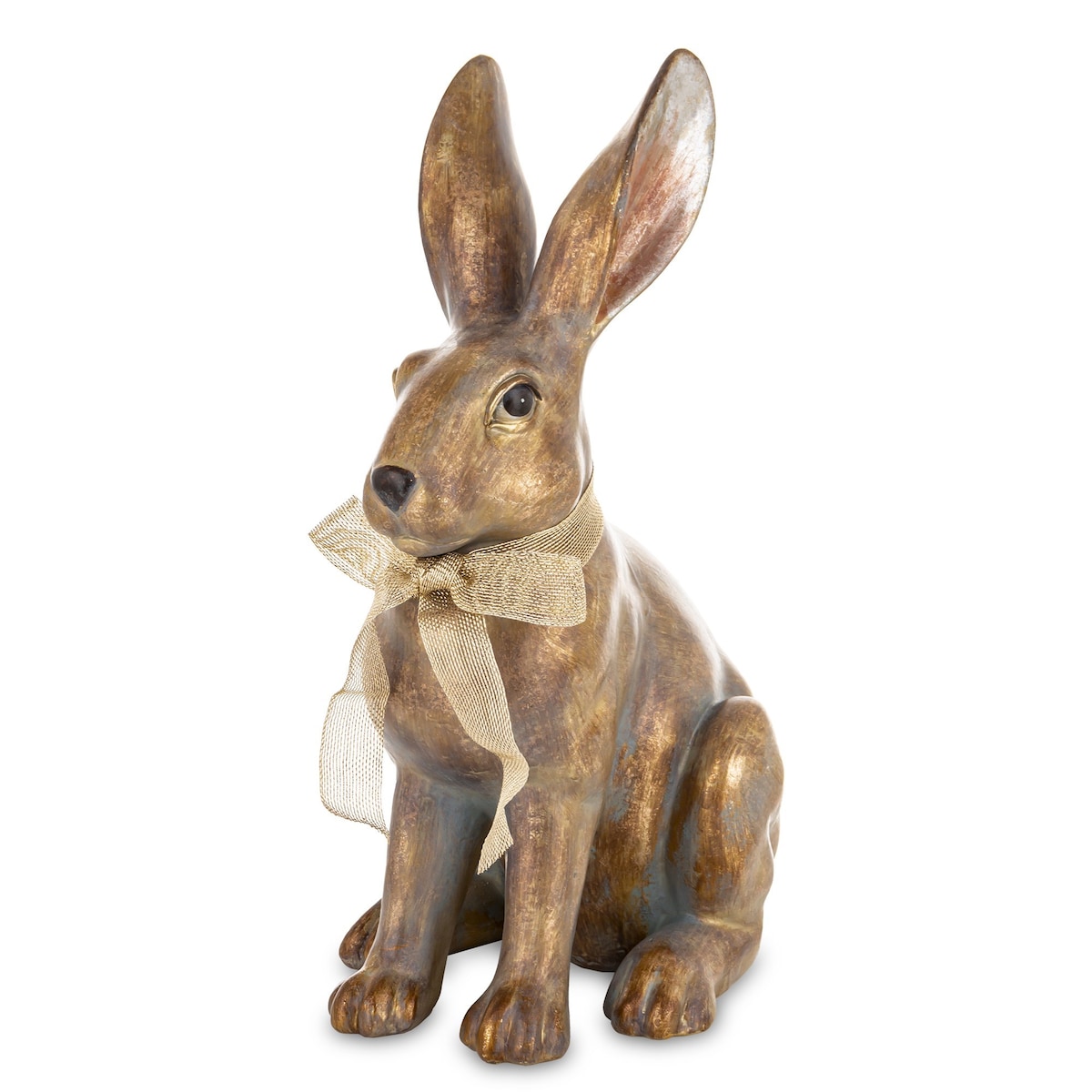 Dekoracja - złoty królik 47,5x19x27 cm ANNORA-2 z ażurową wstążeczką
