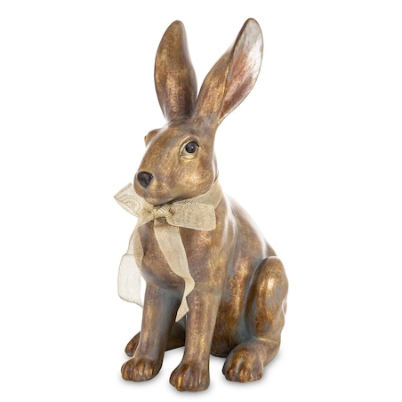 Dekoracja - złoty królik 47,5x19x27 cm ANNORA-2 z ażurową wstążeczką