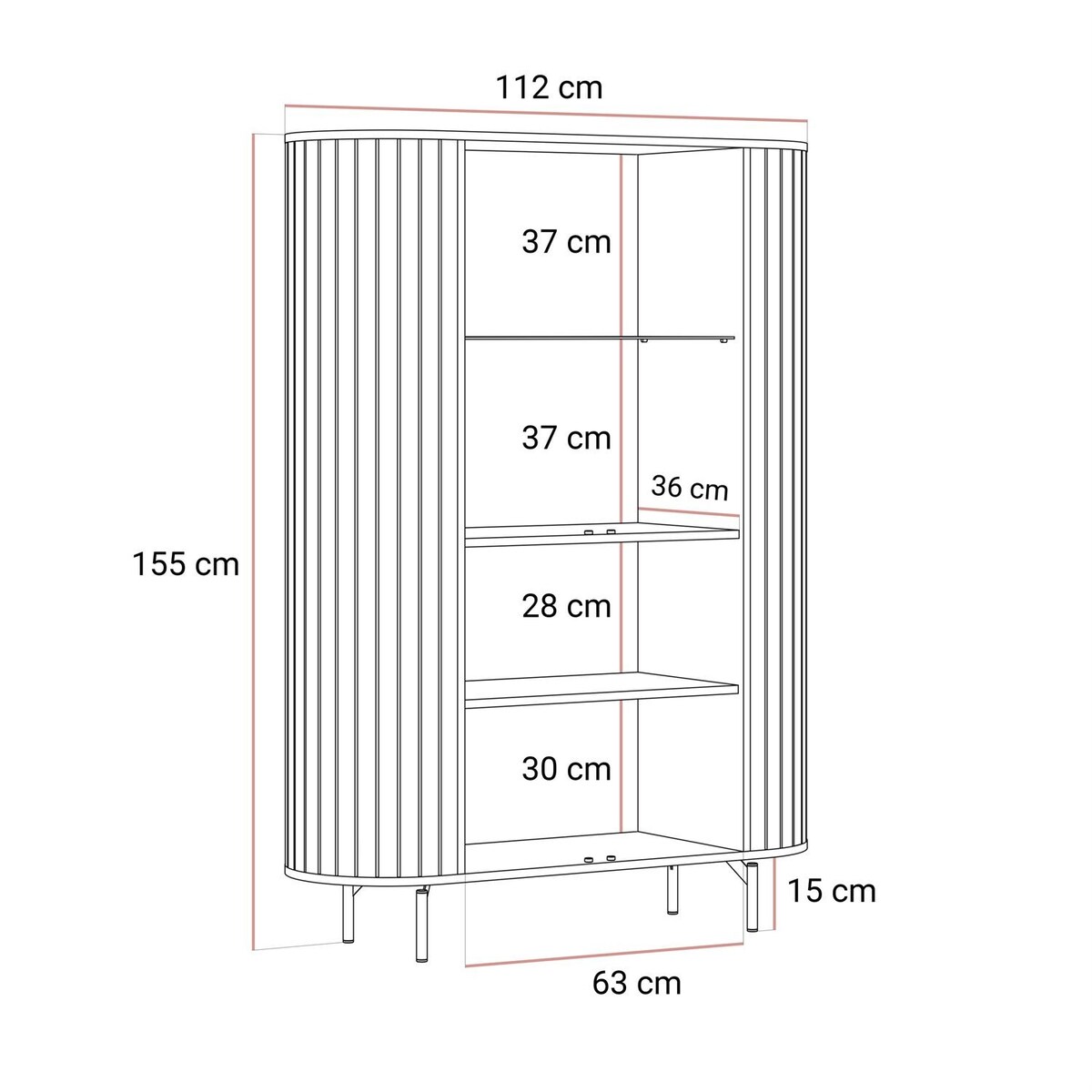 Witryna ELODIE z oświetleniem LED kaszmir