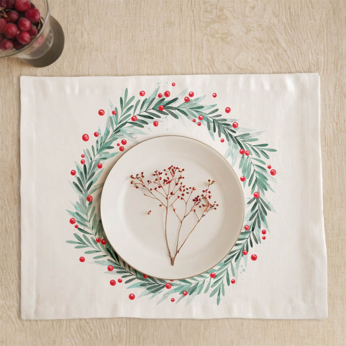 Podkładki świąteczne - Świąteczny wieniec (2 szt.)