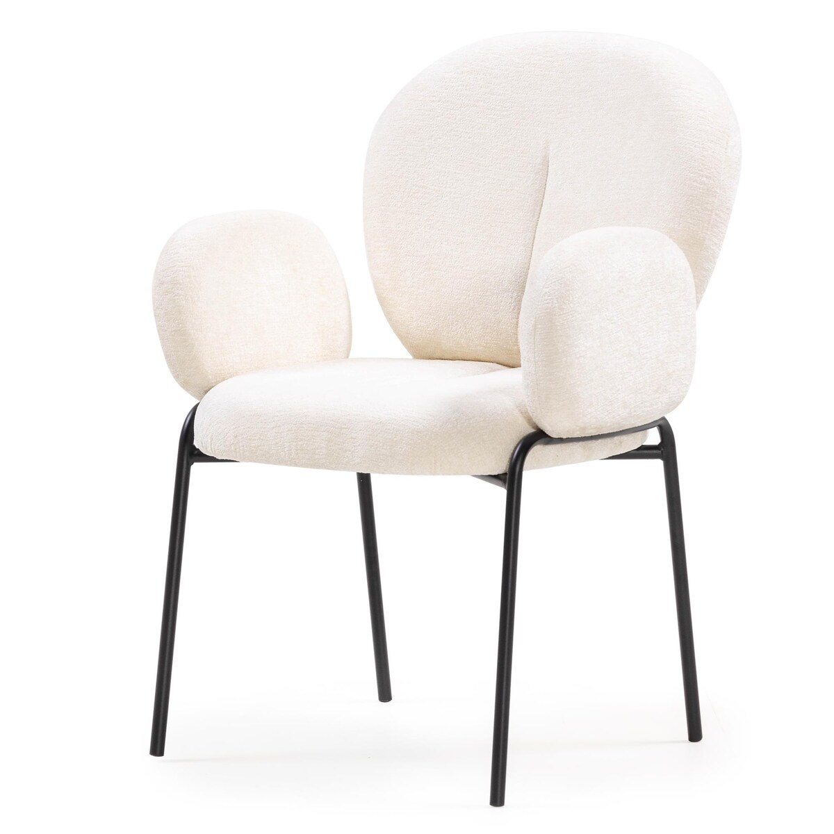 Krzesło do jadalni ecru/czarne metalowe nogi