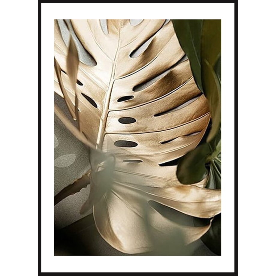 Poster Story, Plakat, Obraz - Złota Monstera No5, wymiary 30 x 42 cm