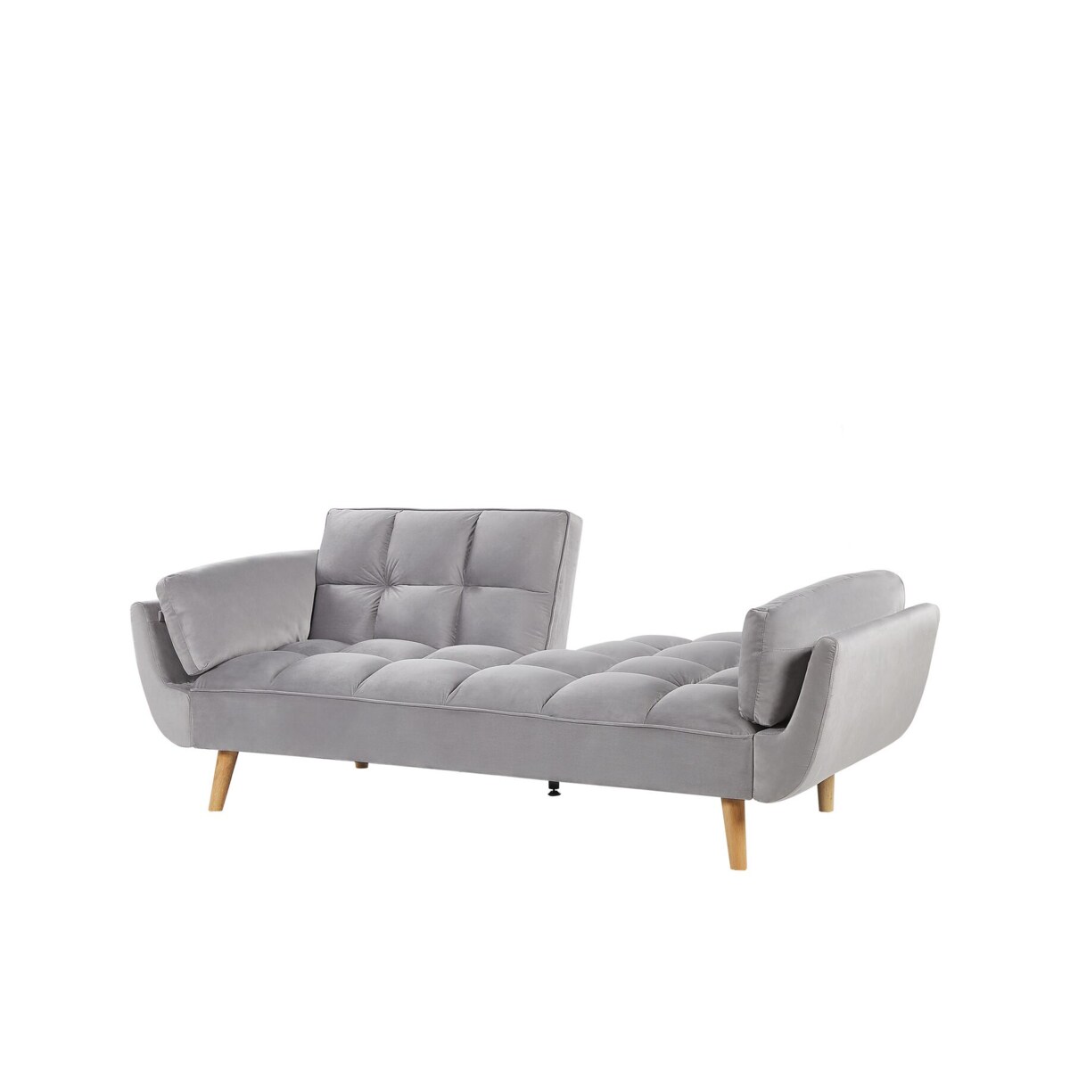 Sofa rozkładana welurowa szara ASBY