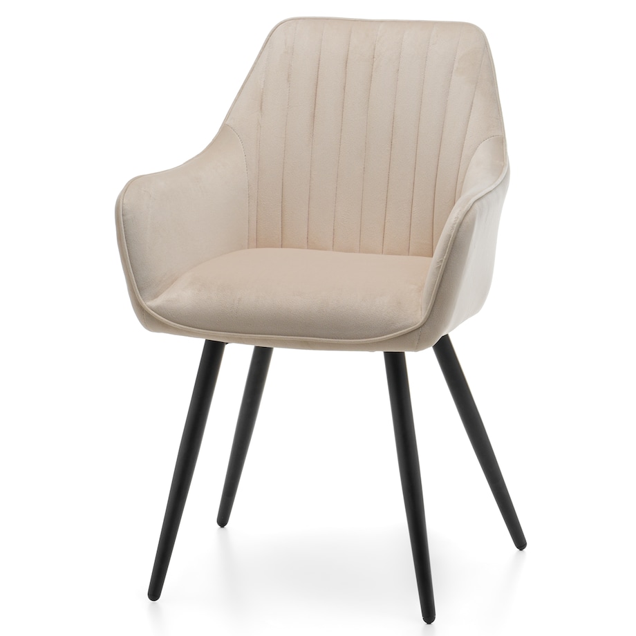 Krzesło tapicerowane pikowane welurowe do salonu jadalni nowoczesne PASSO beżowe