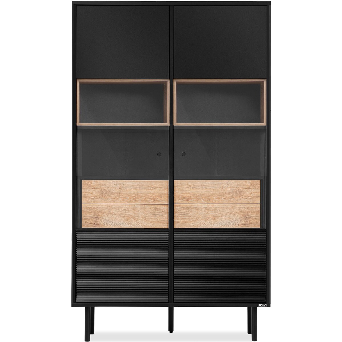 KONSIMO LOFTY Witryna dwudrzwiowa w stylu loft na wysokich nogach