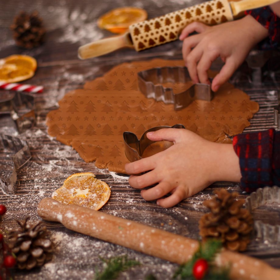 Wałek Do Ciasta Grawerowany Drewniany Świąteczny Do Ciastek Choinki