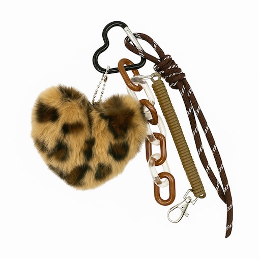 Brelok do kluczy puchate Pluszowe Serce Panterka BRL382