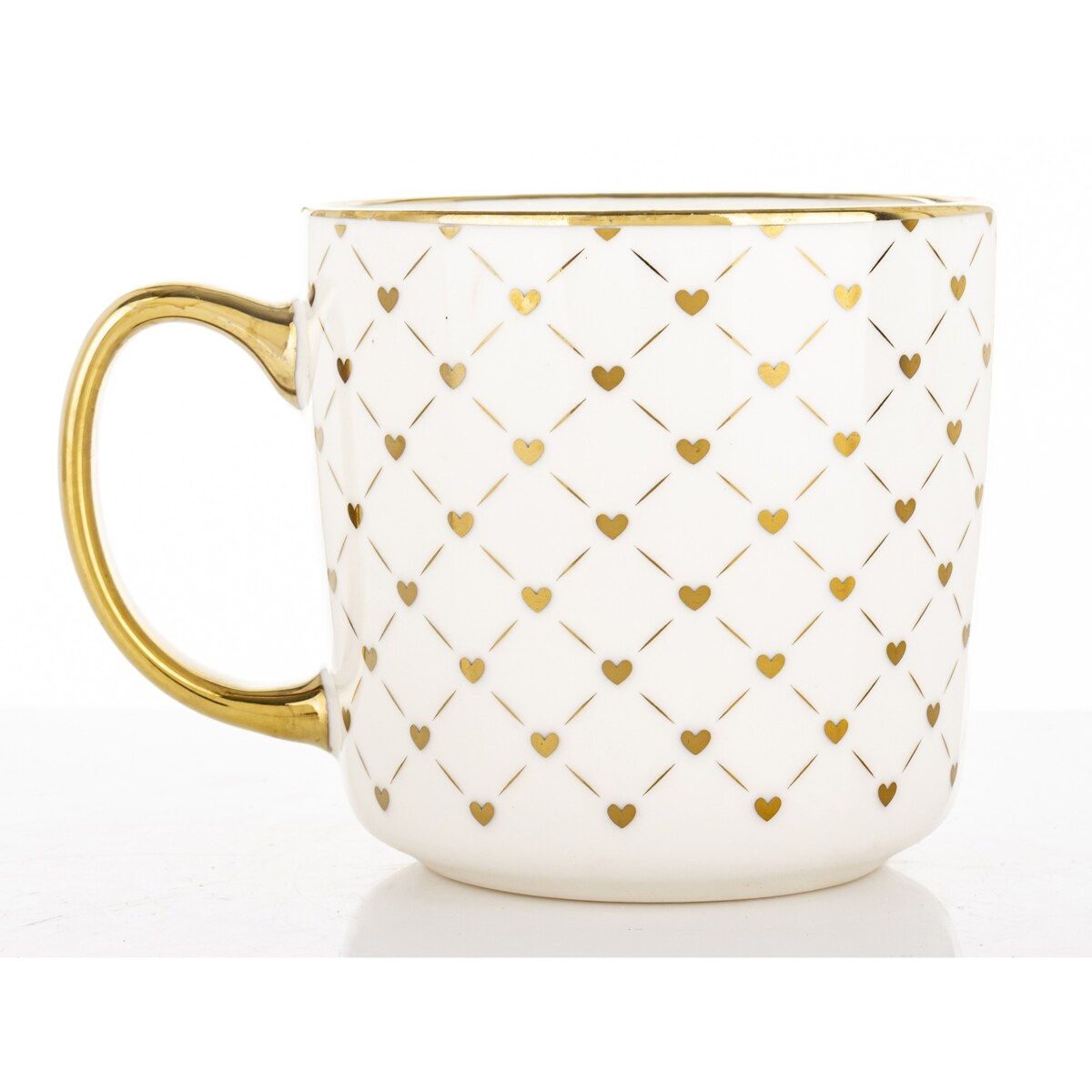 Kubek porcelanowy 385 ml biało-złoty 9x12,5x9 cm VALENTINES DAY