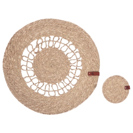 Zestaw 12 podkładek na stół PEPPERBERRY Naturalny Trawa morska