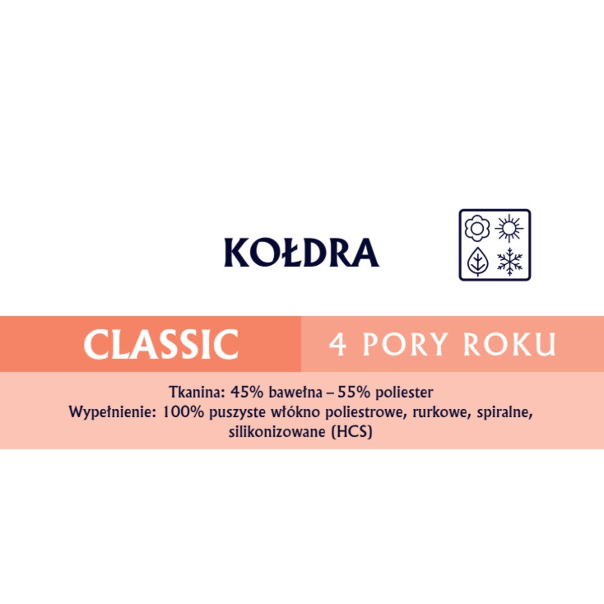 Kołdra całoroczna 4 Pory Roku CLASSIC 200x220cm Kremowa | Senna Home