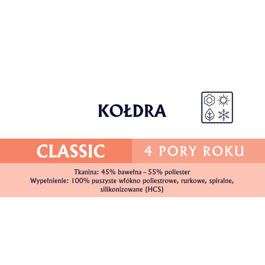 Kołdra całoroczna 4 Pory Roku CLASSIC 200x220cm Kremowa | Senna Home