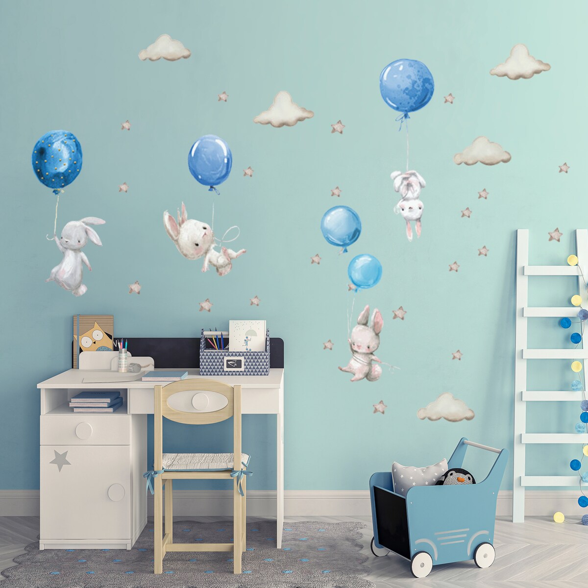naklejki na ścianę do pokoju dziecka, sipo, niebieskie balony