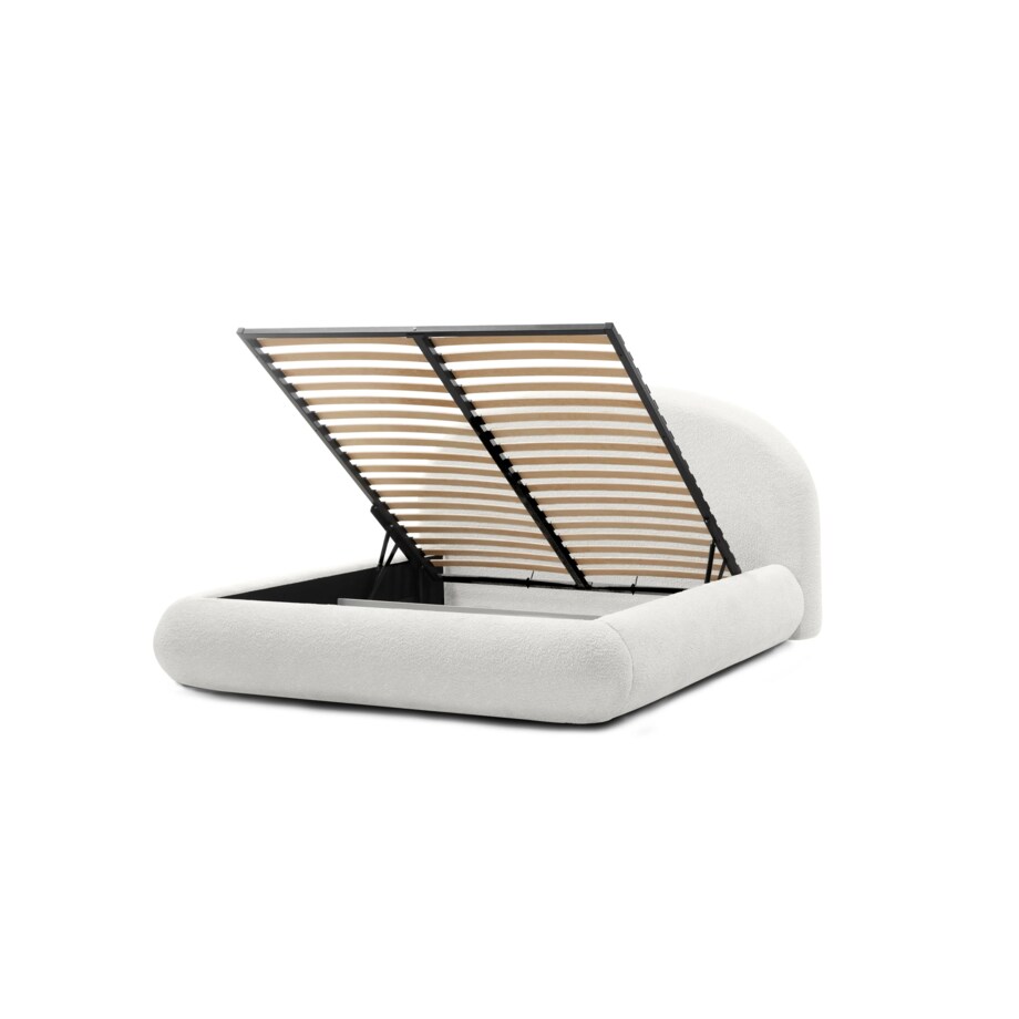 Łóżko tapicerowane 160x200 cm białe bouclé Riaci