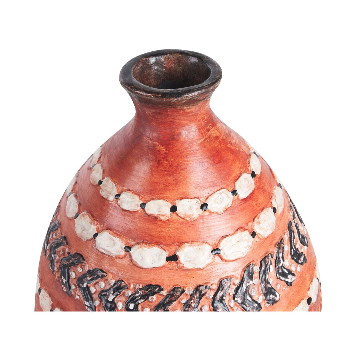 Wazon dekoracyjny z terakoty 36 cm brązowo-czarny KUMU
