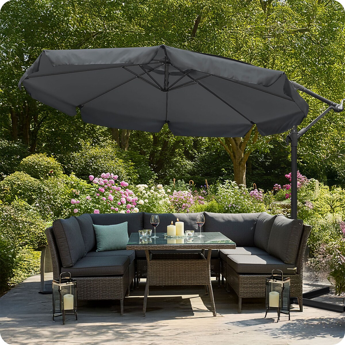 Parasol ogrodowy z wysięgnikiem pokrowiec 8 segmentów ø 350cm Plonos