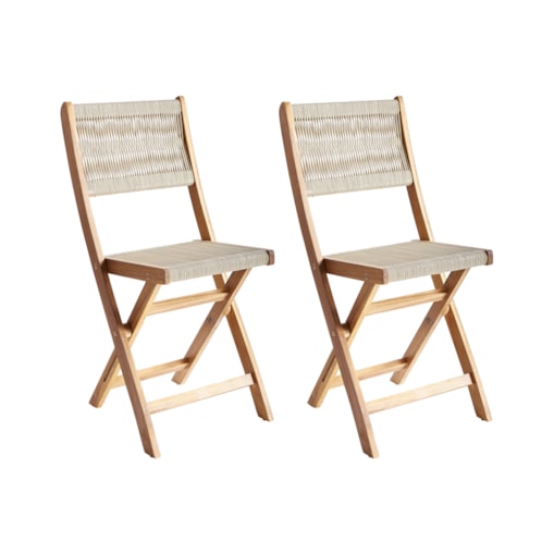 Zestaw 2 krzeseł ogrodowych PROSSEDI Składane Drewno akacjowe Beżowy