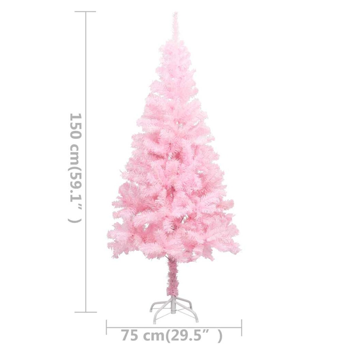 vidaXL Sztuczna choinka z lampkami i bombkami, różowa, 150 cm, PVC