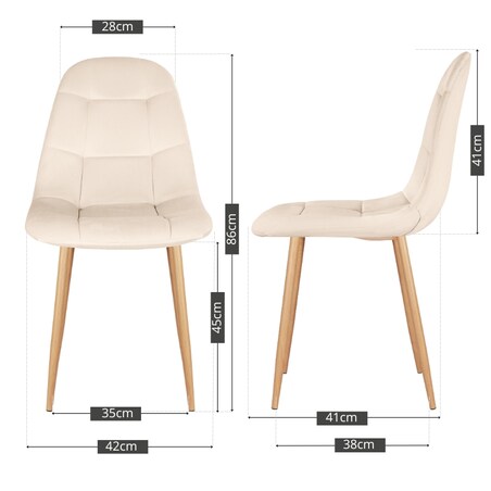 Krzesło tapicerowane welurowe beżowe do salonu jadalni pikowane