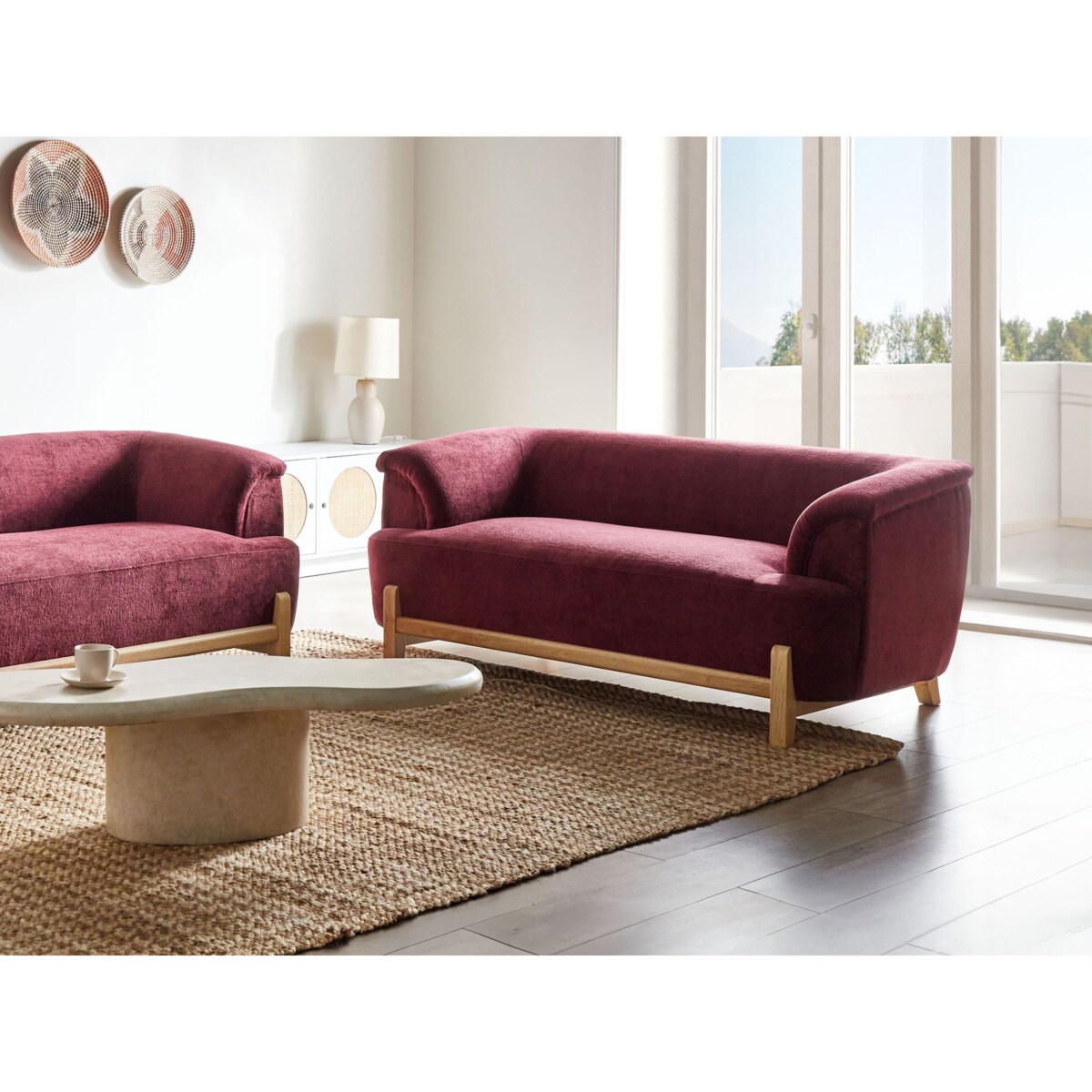Sofa dla 2 osób ALNOR Szenil Burgundowy