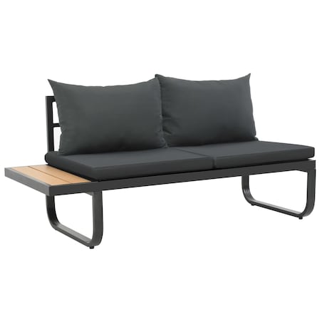 vidaXL Sofa ogrodowa ze stołem i poduszkami, narożna, aluminium, WPC