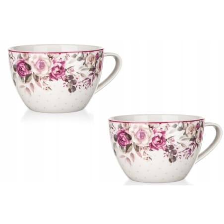 KUBEK CERAMICZNY róża 550 ml na prezent herbatę jedzenie kawę duży 2szt