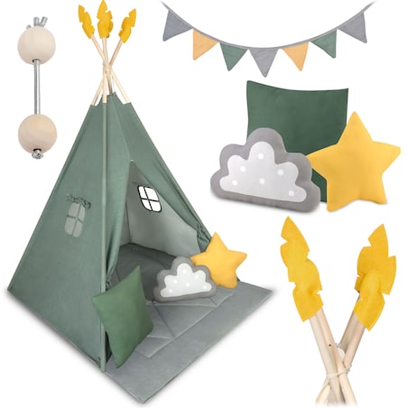 Tipi namiot dla dzieci teepee girlanda poduszki duża mata stabilizator Nukido