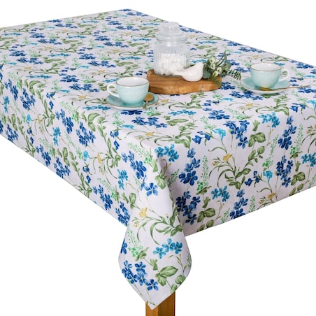 Obrus plamoodporny Minos Minos Niebieskie Kwiaty - 120x160 cm - wielokolorowy