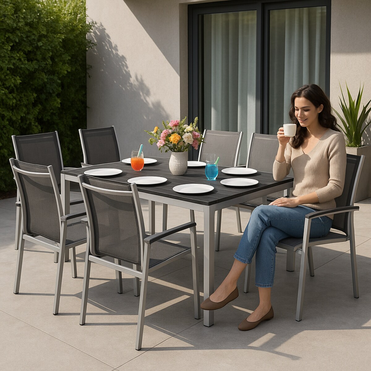 Zestaw Mebli Ogrodowych 6 X Fotel I Stolik Do Ogrodu Na Taras Ogrodowe