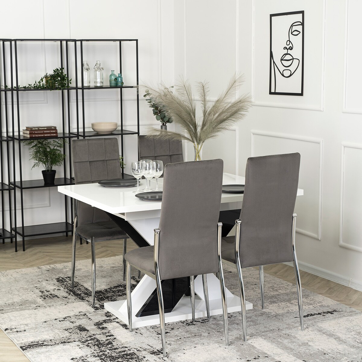 Krzesło MOLLY Szare Tapicerowane do Jadalni Welurowe