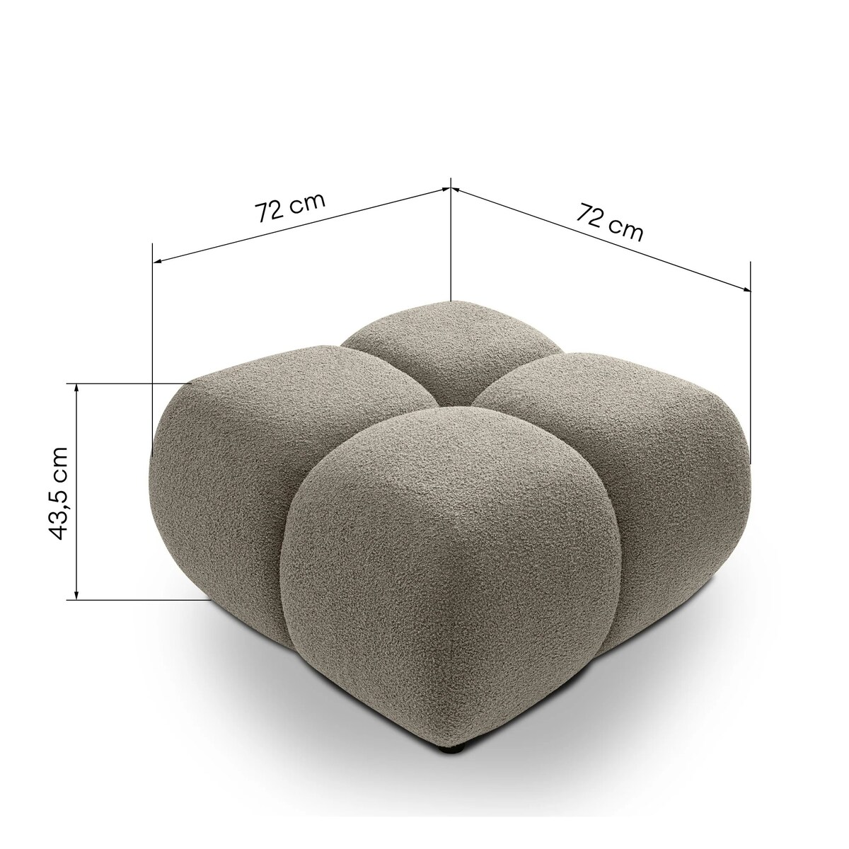 Pufa poczwórna PALIA - IV bouclé 43,5x72x72 brązowoszara