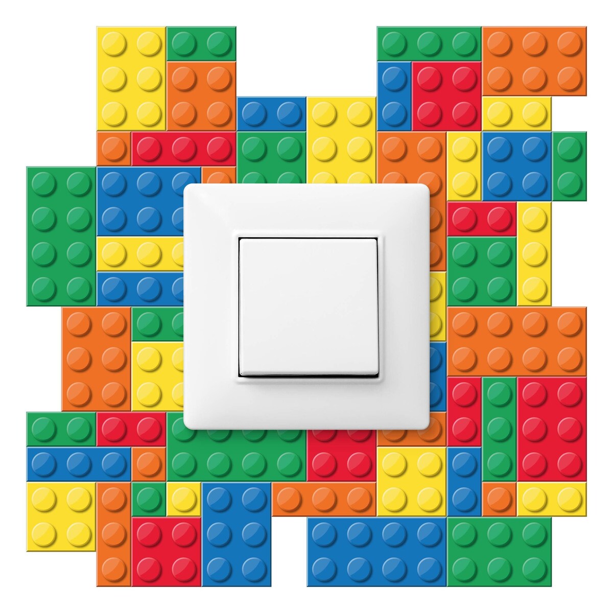 Naklejka Pod Włącznik Świata Kolorowe Klocki Lego Do Pokoju Dziecięcego 20x20cm