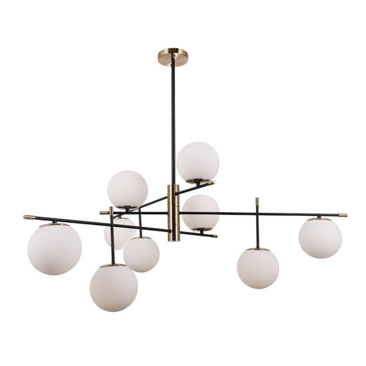 Modernistyczny żyrandol jadalniany Stelia kule mosiądz