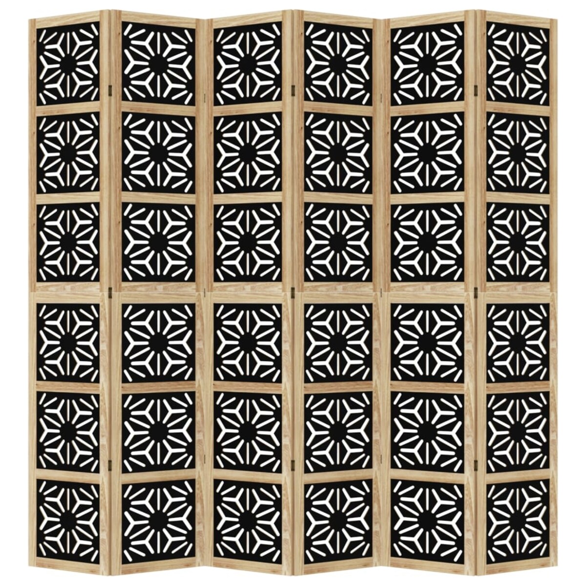 vidaXL Parawan pokojowy, 6-panelowy, brązowo-czarny, lita paulownia