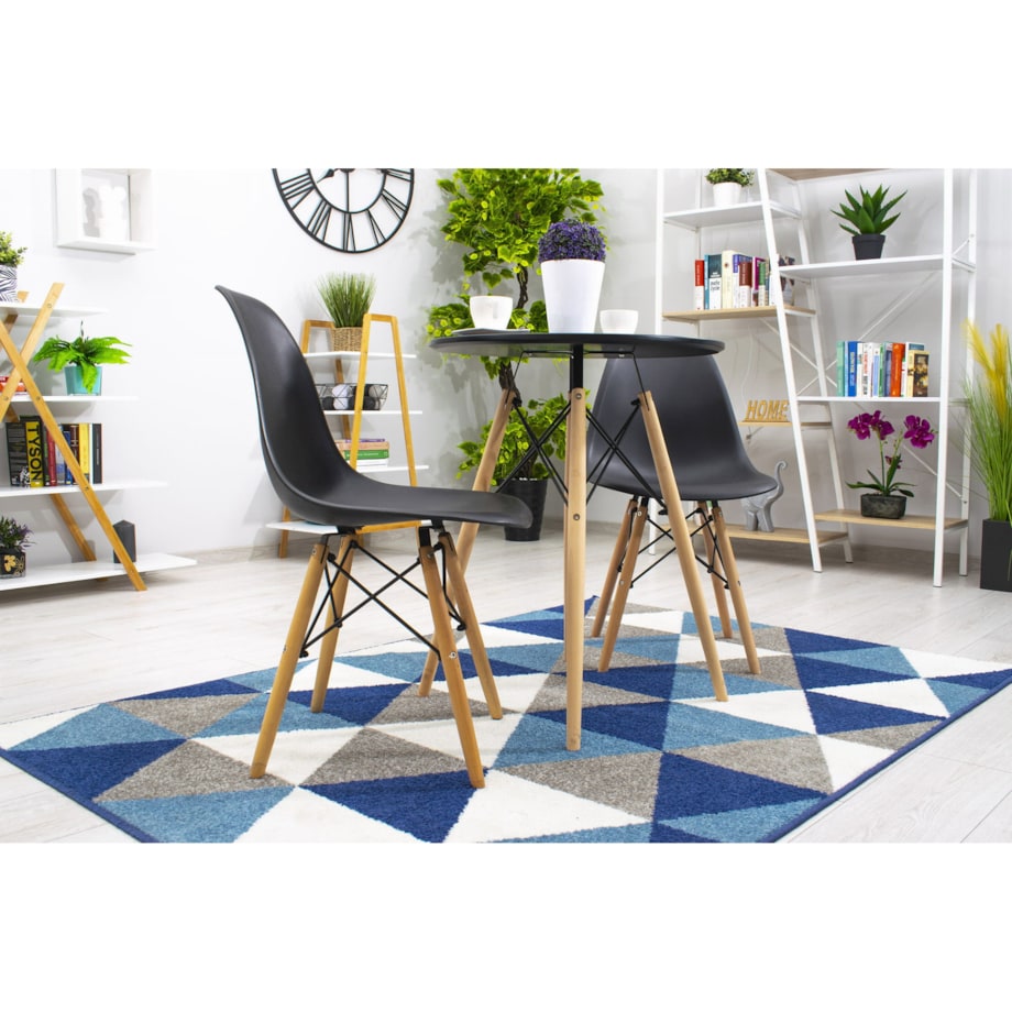 Krzesło Do Jadalni Kuchni Salonu Osaka Czarne / Nogi Naturalne X 3