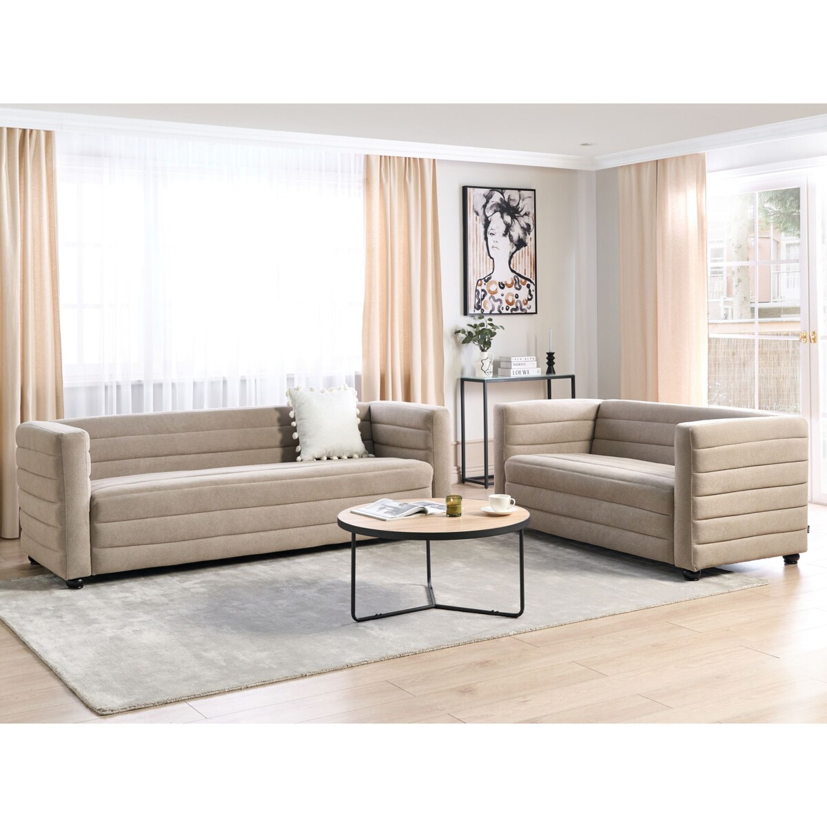 Sofa 3-osobowa beżowoszara HOFN