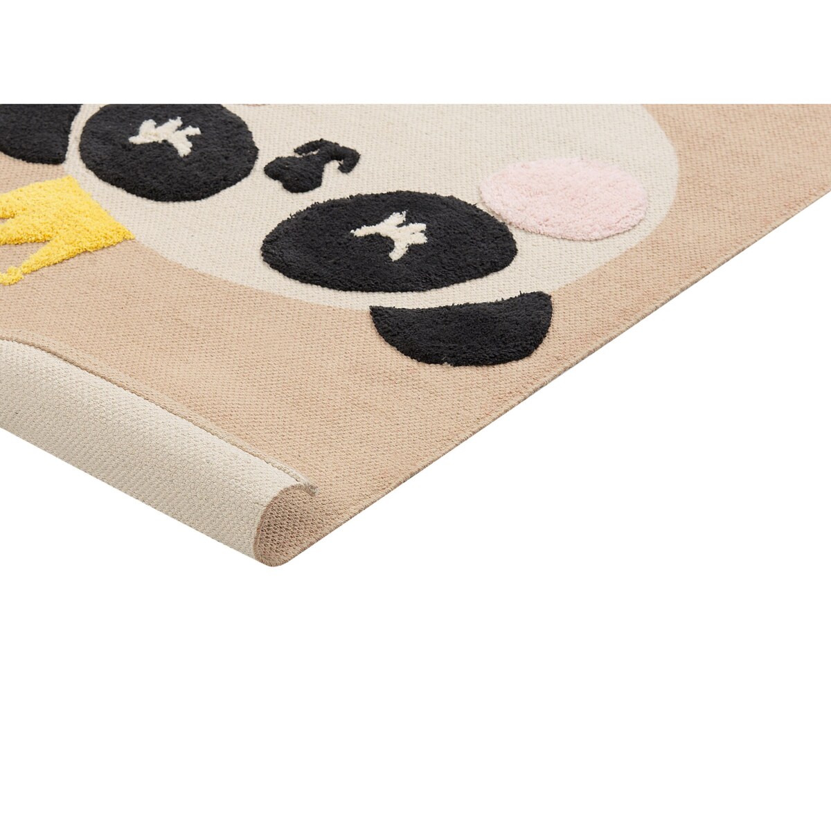 Dywan dziecięcy bawełniany motyw pandy 80 x 150 cm beżowy BUNAN