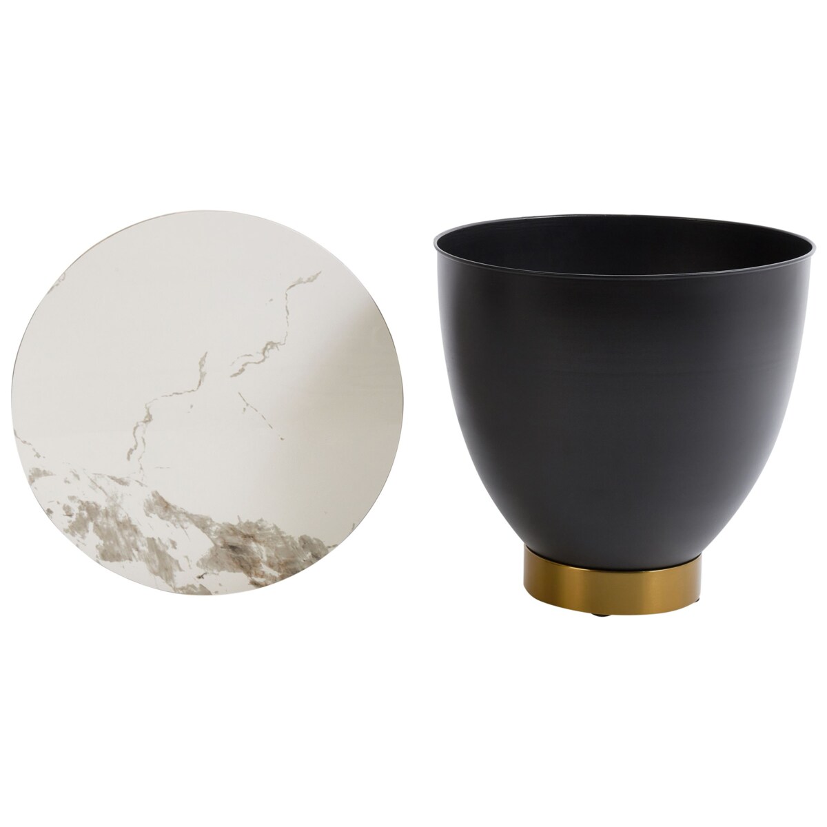 Stolik pomocniczy ceramiczny czarny NADINE