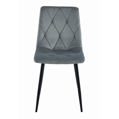 Krzesło Do Jadalni Kuchni Salonu Libra - Aksamit Srebrno-Szary / Nogi Czarne X 2
