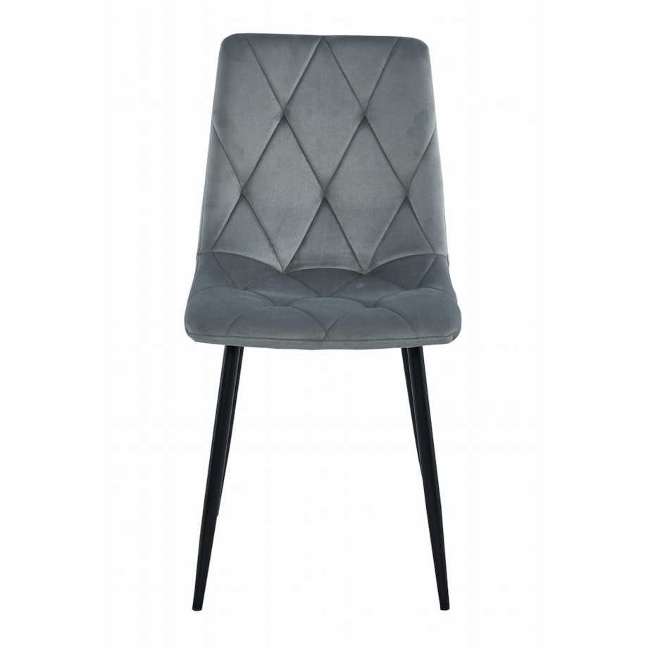 Krzesło Do Jadalni Kuchni Salonu Libra - Aksamit Srebrno-Szary / Nogi Czarne X 2