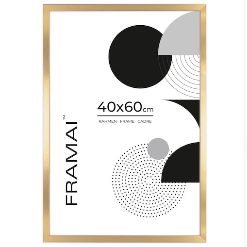 Ramka na zdjęcia 40x60 cm złota rama MDF z plexi do powieszenia pion poziom klasyczna ramka FRAMAI