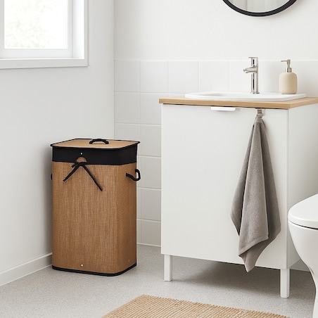 Kosz na pranie bambusowy 60x30x40 cm MOSAS 72 litry