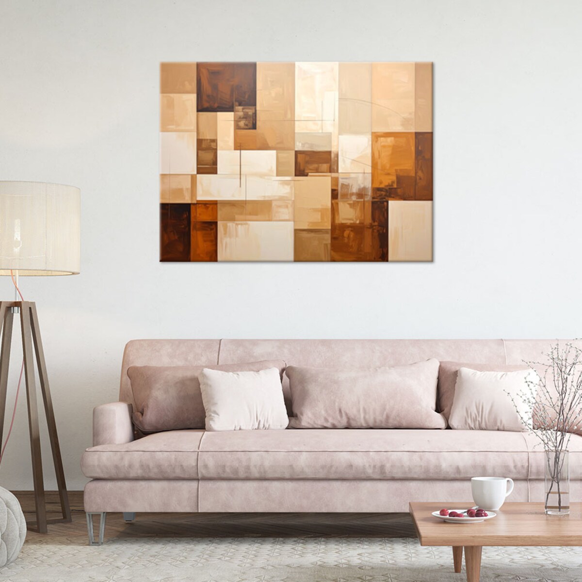 Obraz do salonu sypialni biura loftu, Abstrakcyjne geometryczne formy w beżu