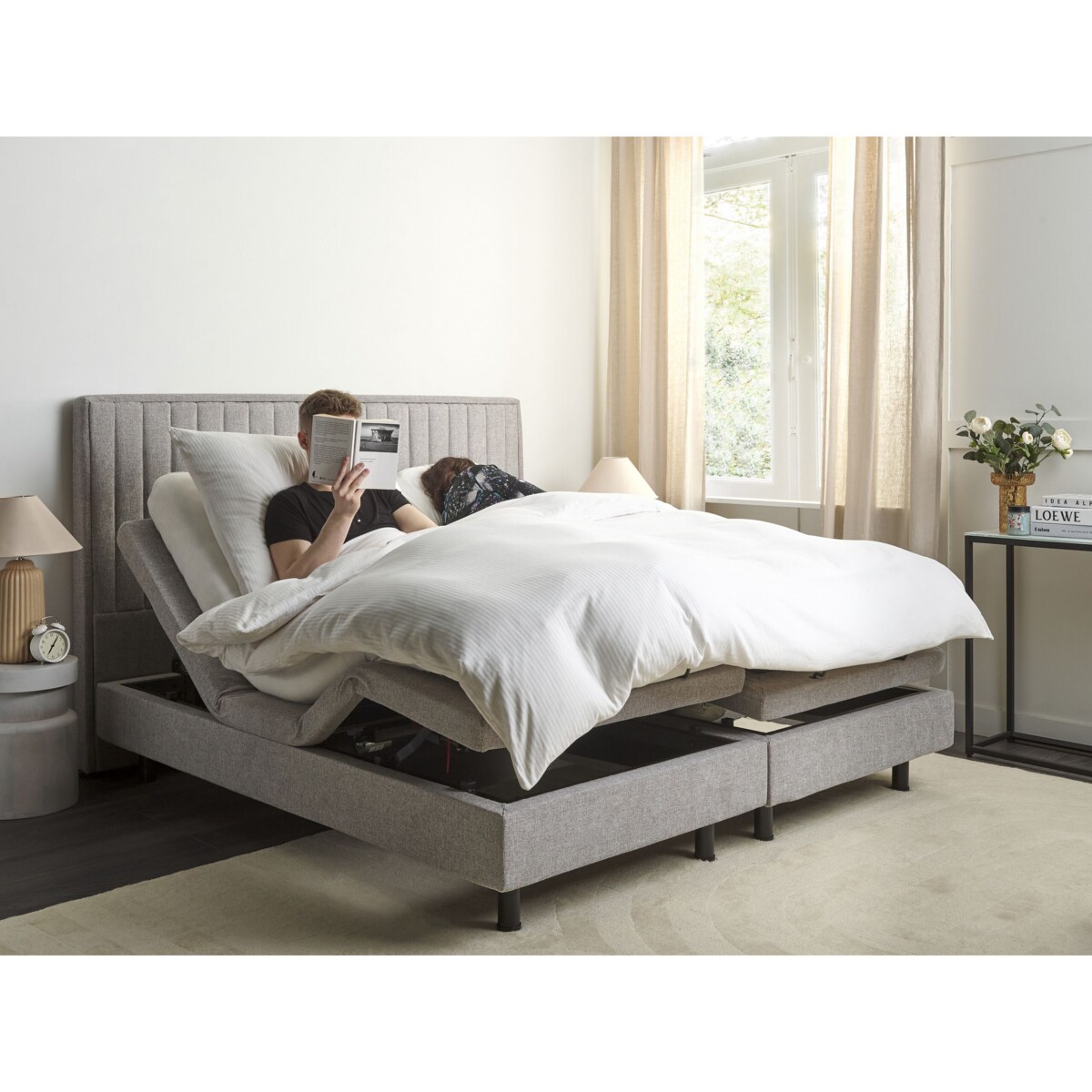 Łóżko regulowane DUKE II 180 x 200 cm Jasnoszary